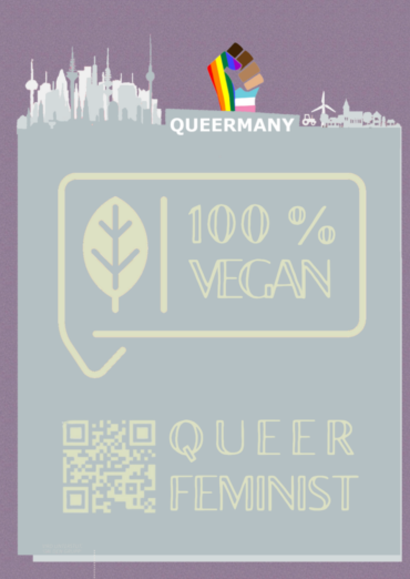 Aufkleber 100 % Vegan - Queerfeminist - Vegan-Sticker-Motiv